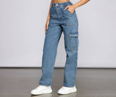 Jean cargo taille haute boyfriend